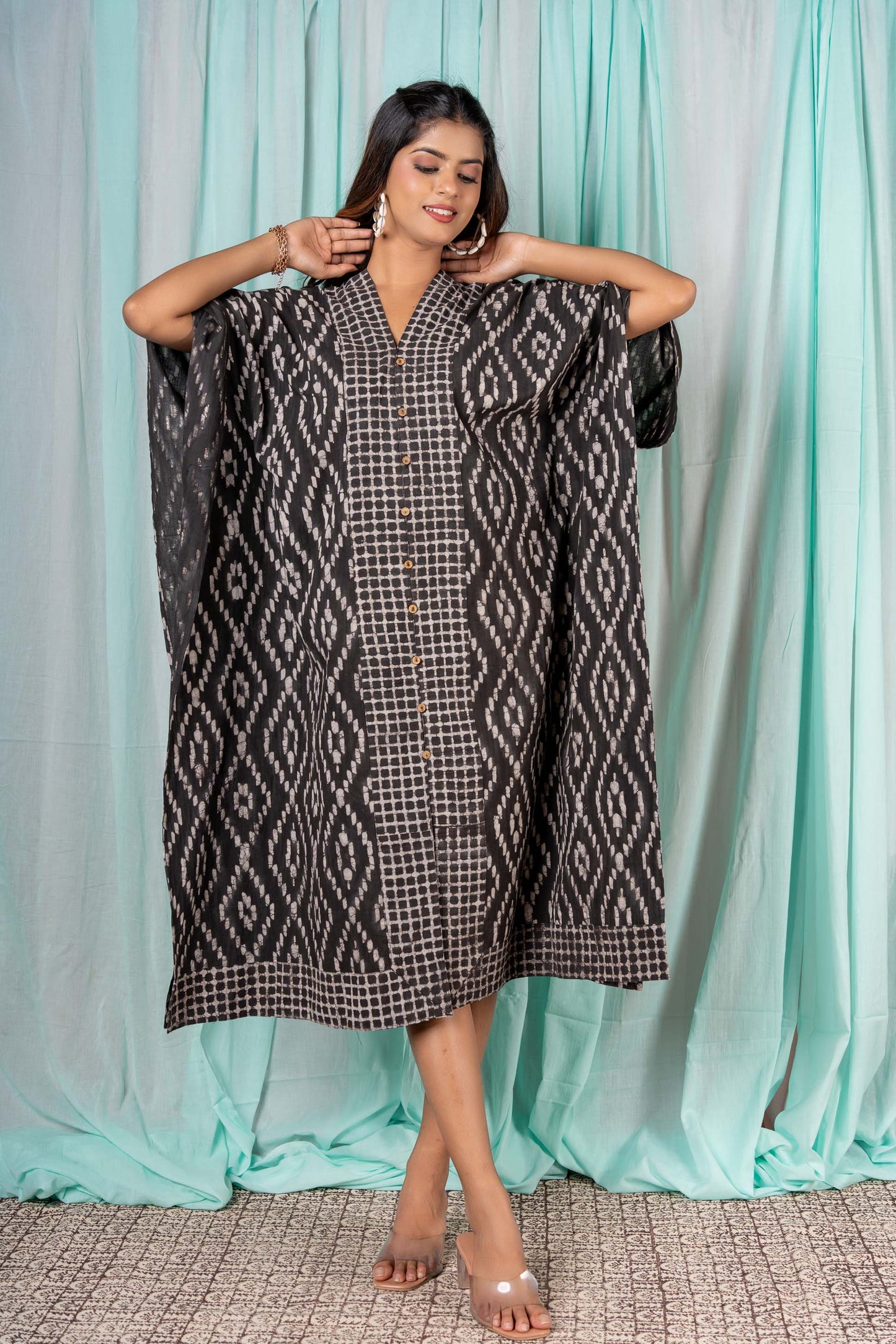 KASHISH GREY V NECK KAFTAN-NVK307