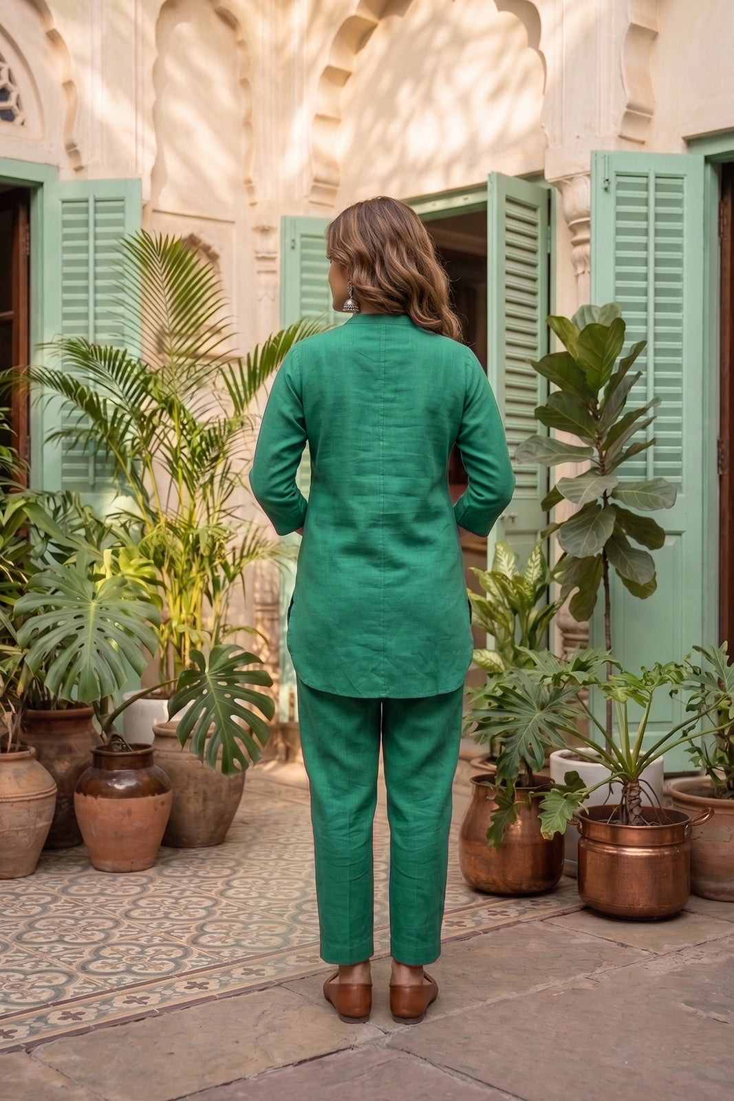 Gulmohar Teal Cotton Coord Set-NVCD57