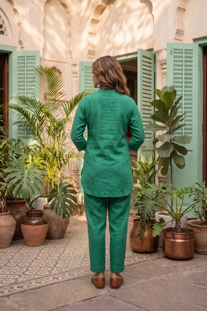 Gulmohar Teal Cotton Coord Set-NVCD57