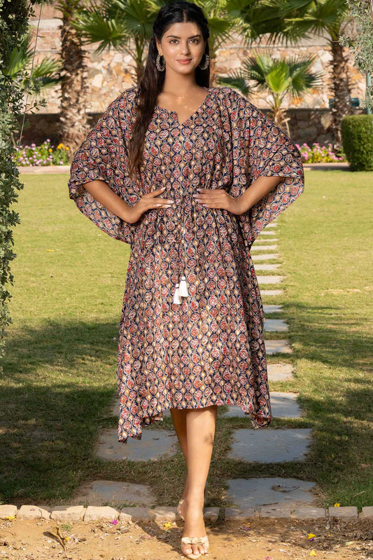 MULTICOLOR PRINTED RAYON KAFTAN-NVK357