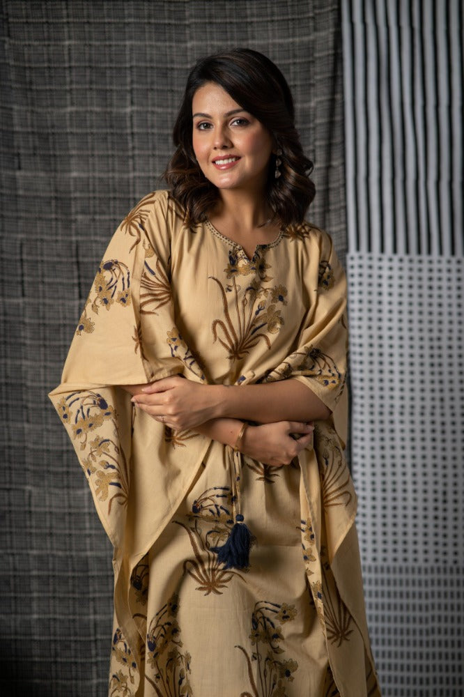 Floral Bagru Kaftan-NVK468