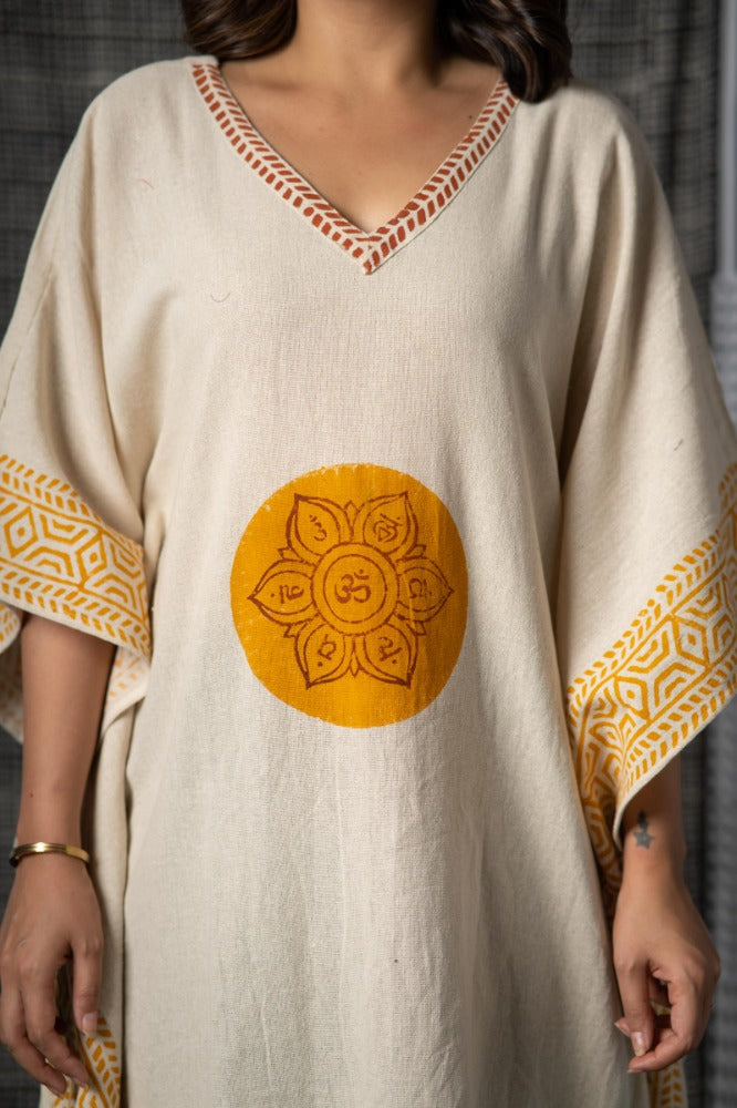 Beige Handloom Khari Kaftan-NVK473