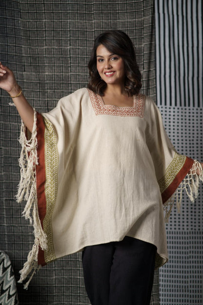 Block Printed Khari Kaftan Top-NVK492