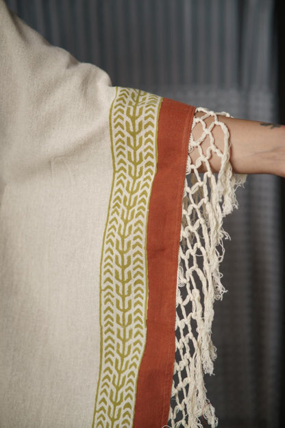 Block Printed Khari Kaftan Top-NVK492