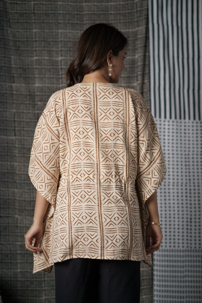 Block Printed Kaftan Top-NVK493