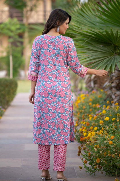 PINK FLORALKURTA -NVKS758