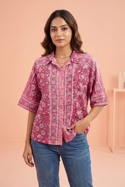 PINK FLORAL COTTON TOP