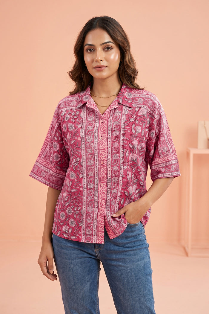 PINK FLORAL COTTON TOP