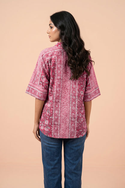 PINK FLORAL COTTON TOP