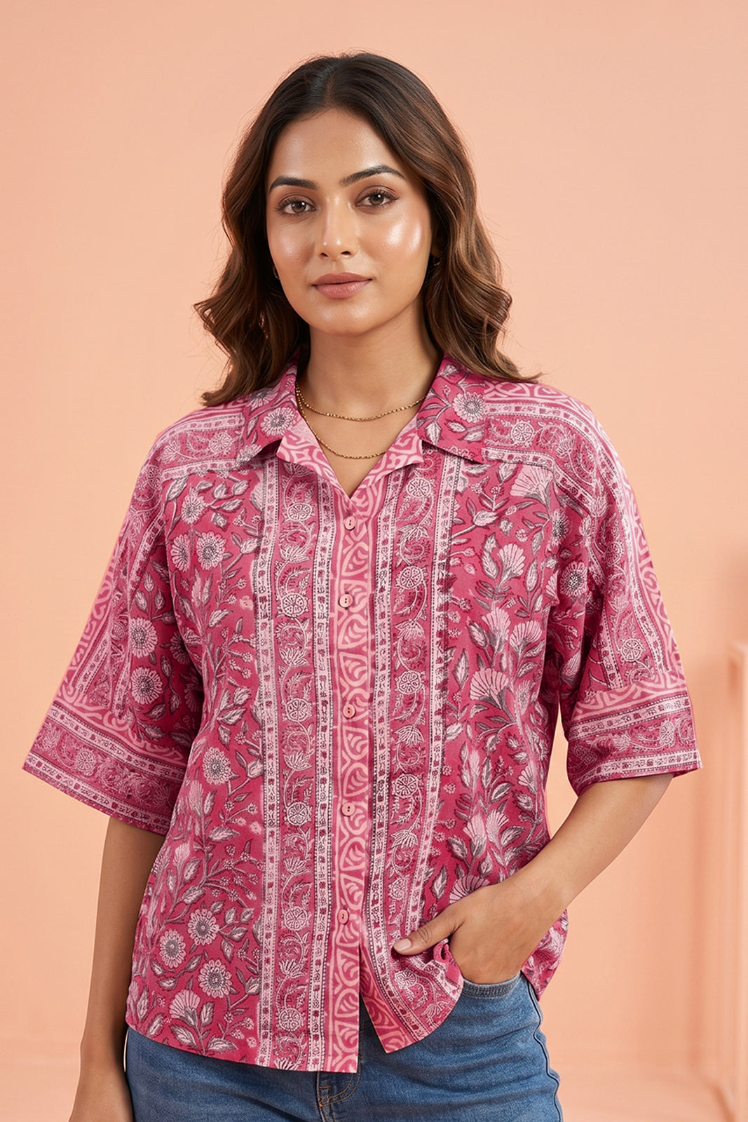 PINK FLORAL COTTON TOP
