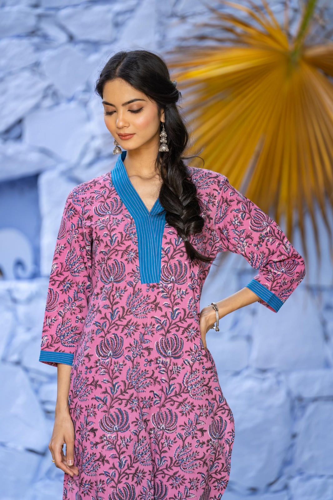 Bagru Pink Cotton Kurta -KS640