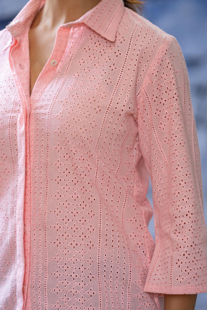 PINK EMBROIDERY SHIRT TOP-NFT137