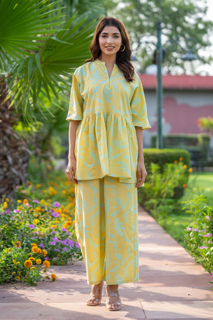 GREEN YELLOW PRINTED TOP-NFT133