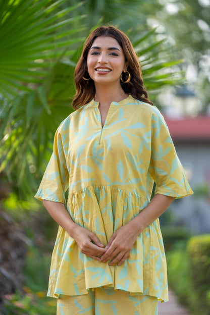 GREEN YELLOW PRINTED TOP-NFT133
