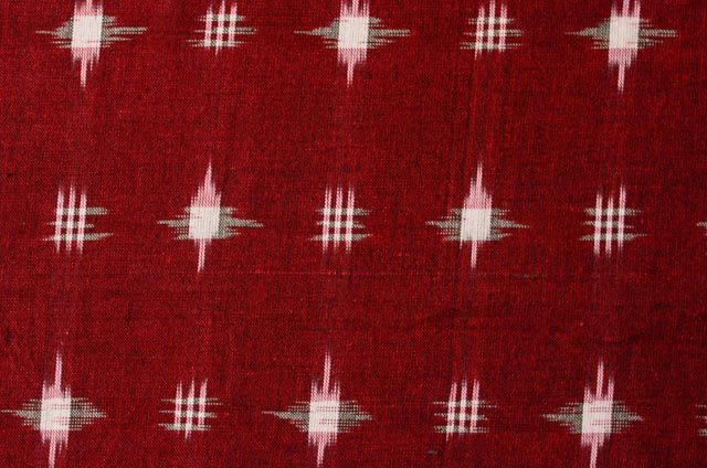 Dark Maroon Color Double Ikat Pattern