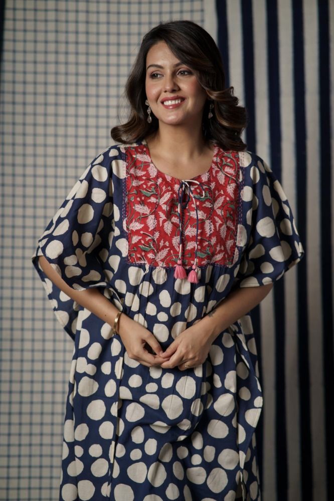 Blue Circle Printed Kaftan