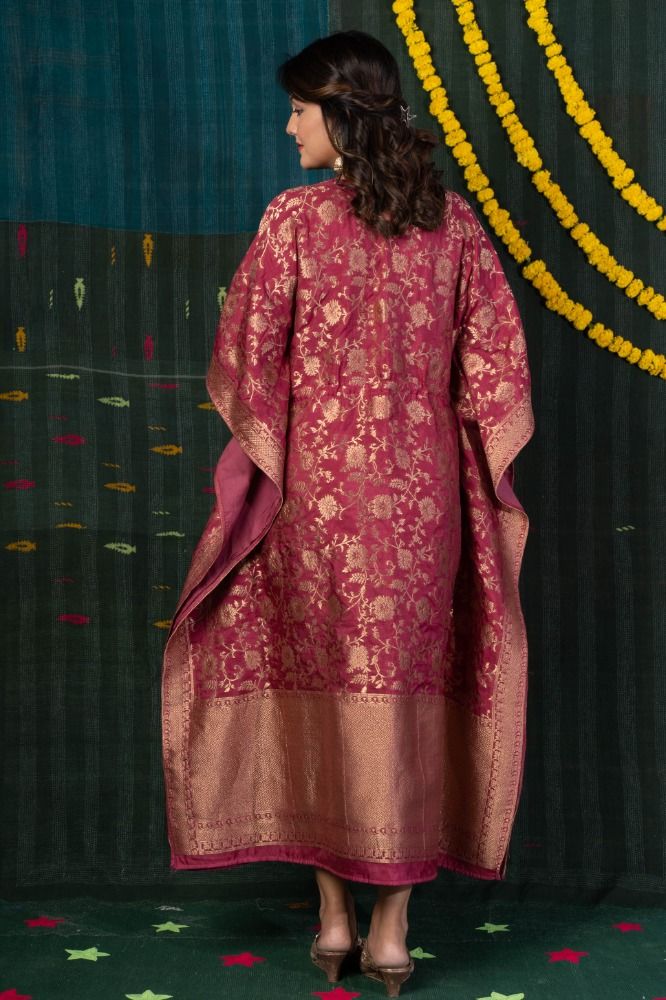 Maroon Zari Kaftan