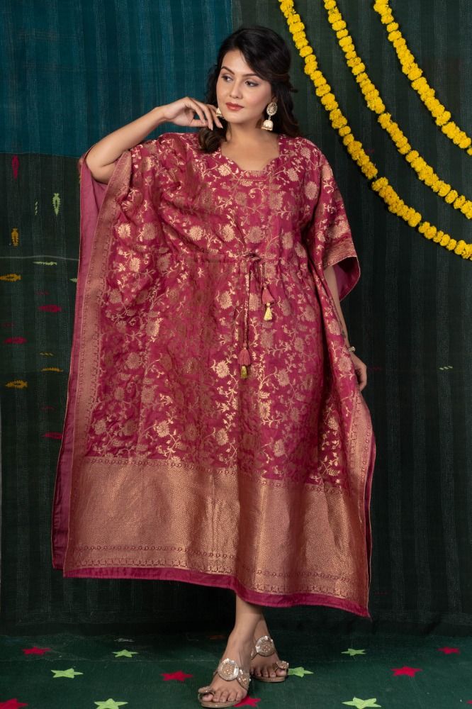 Maroon Zari Kaftan