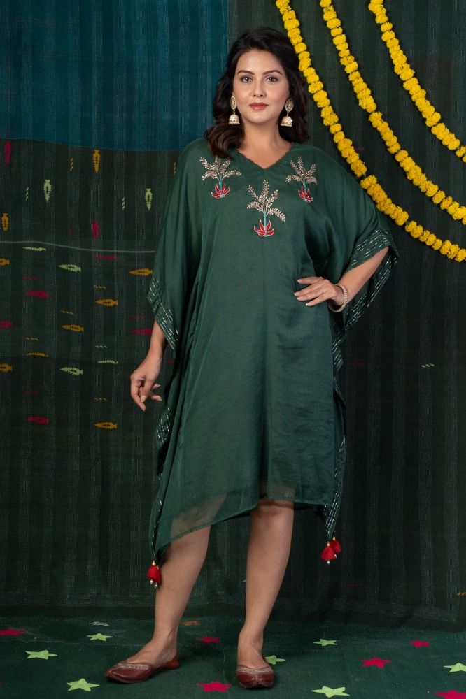 Green Chinon Zari Kaftan