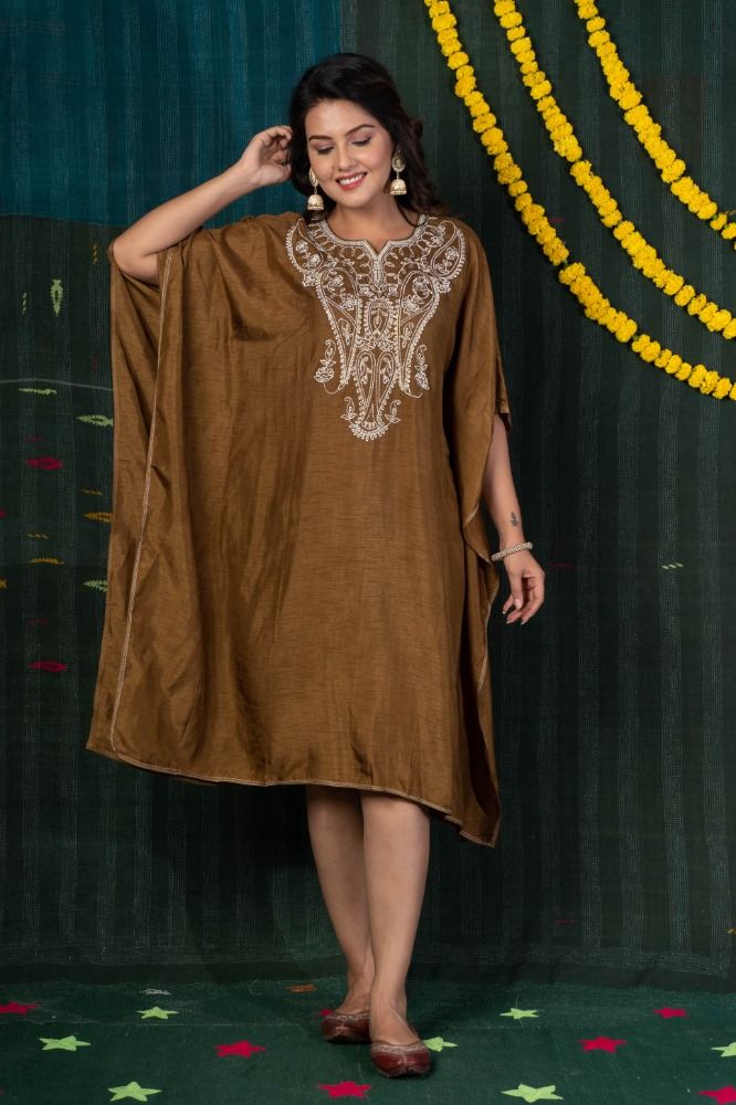 Brown Embroidered Kaftan