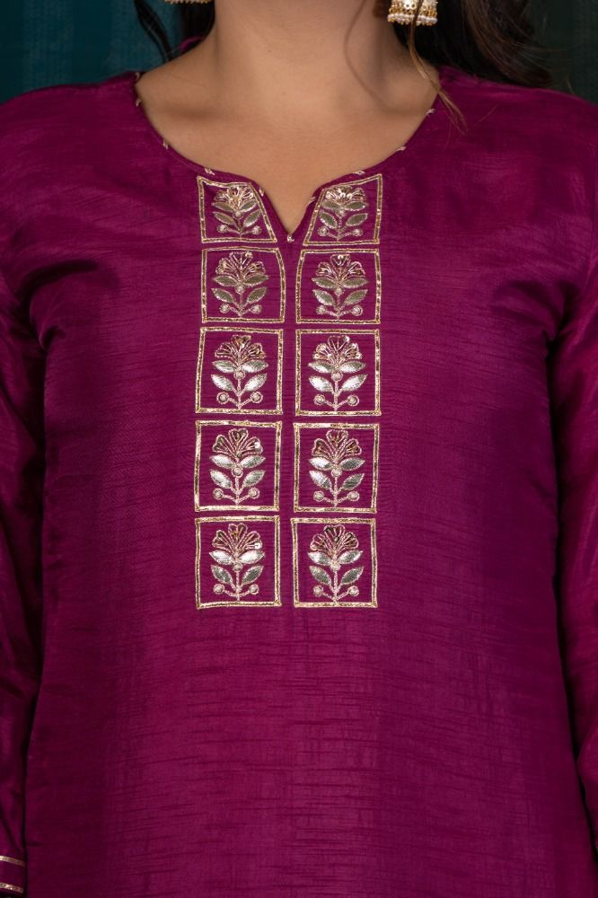 Purple Gota Kurta Dupatta Set