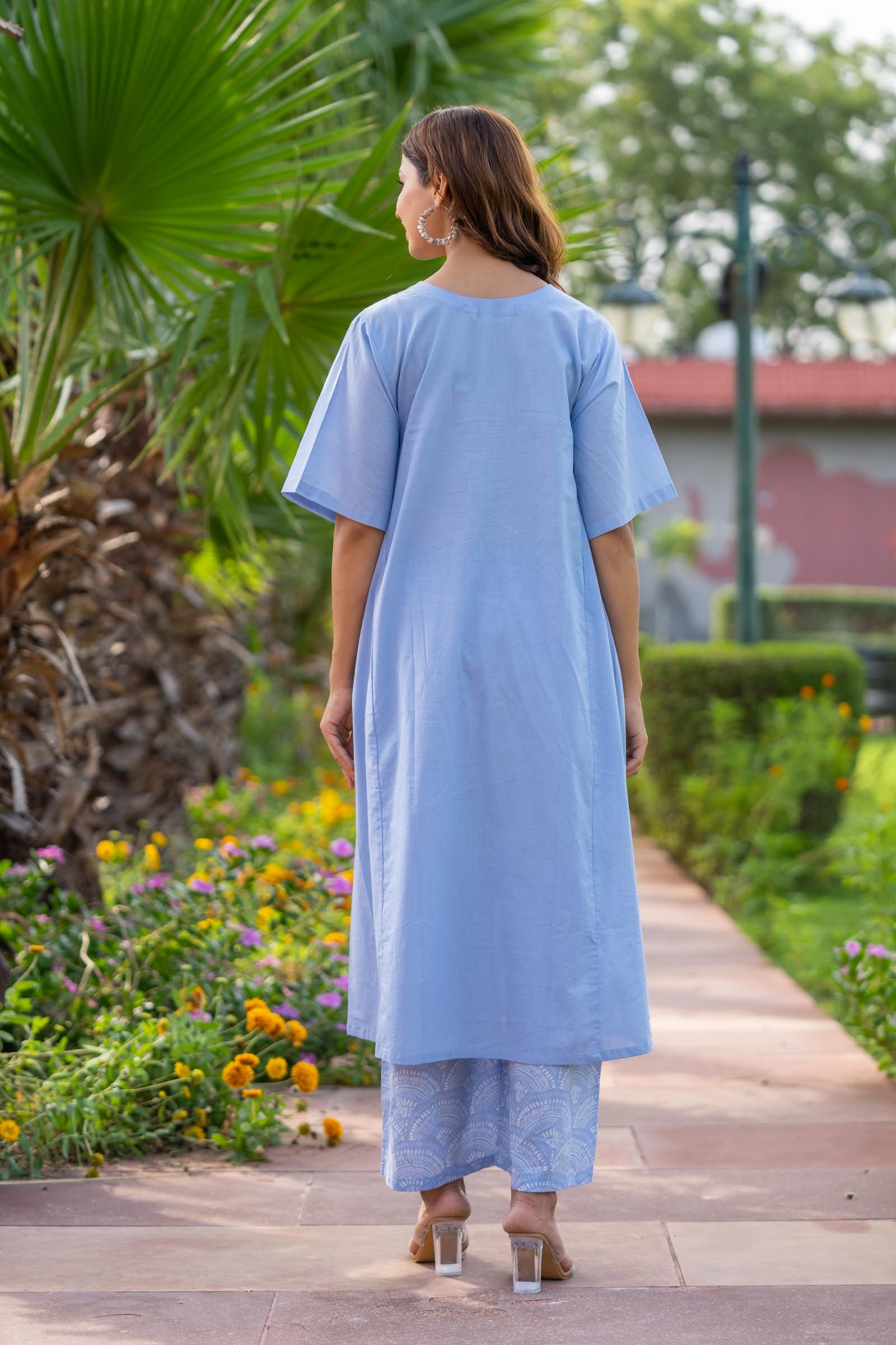 Mist Blue Designer Palazzo Set