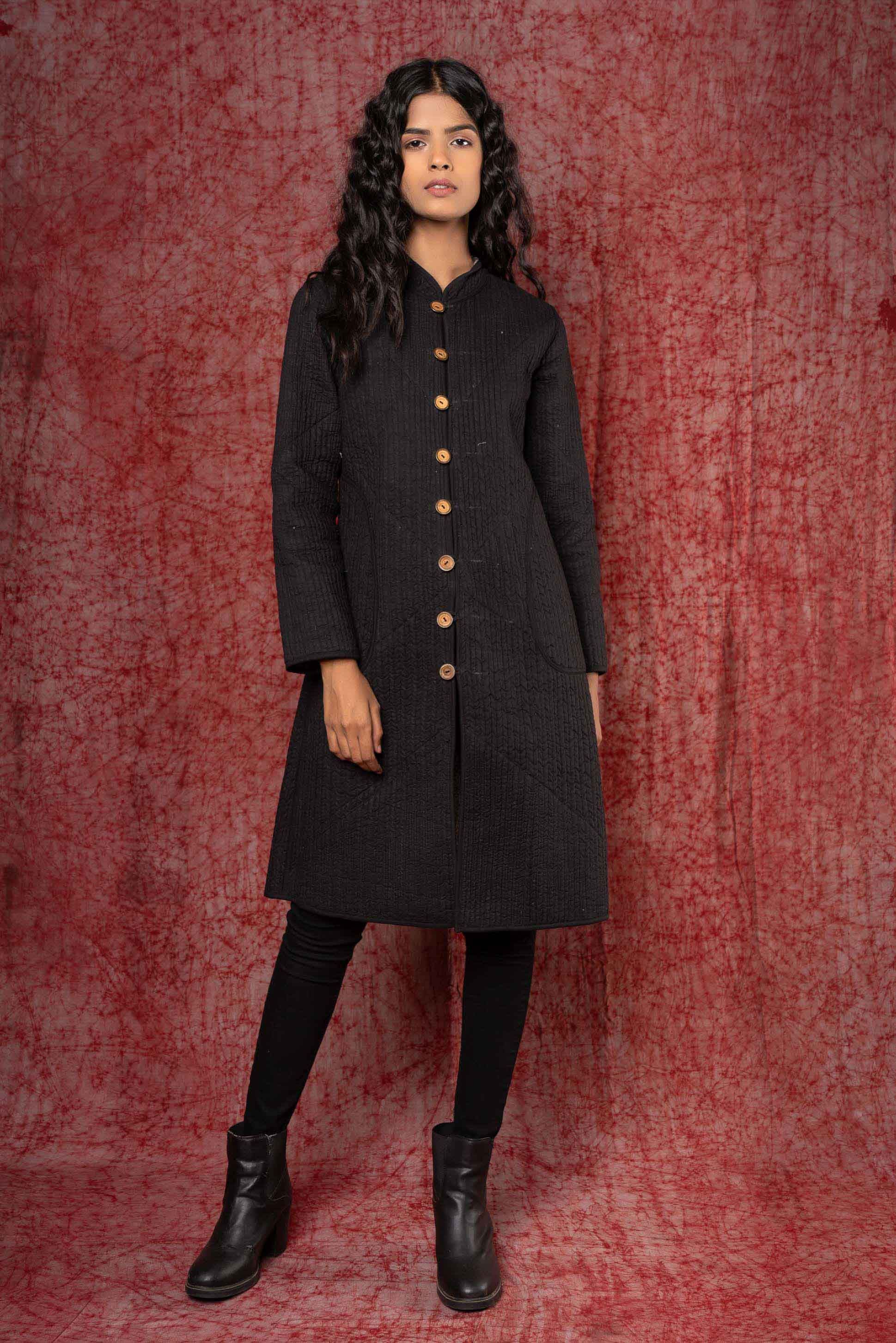 Kashish Grey Patch Work Reversible Quilted Coat