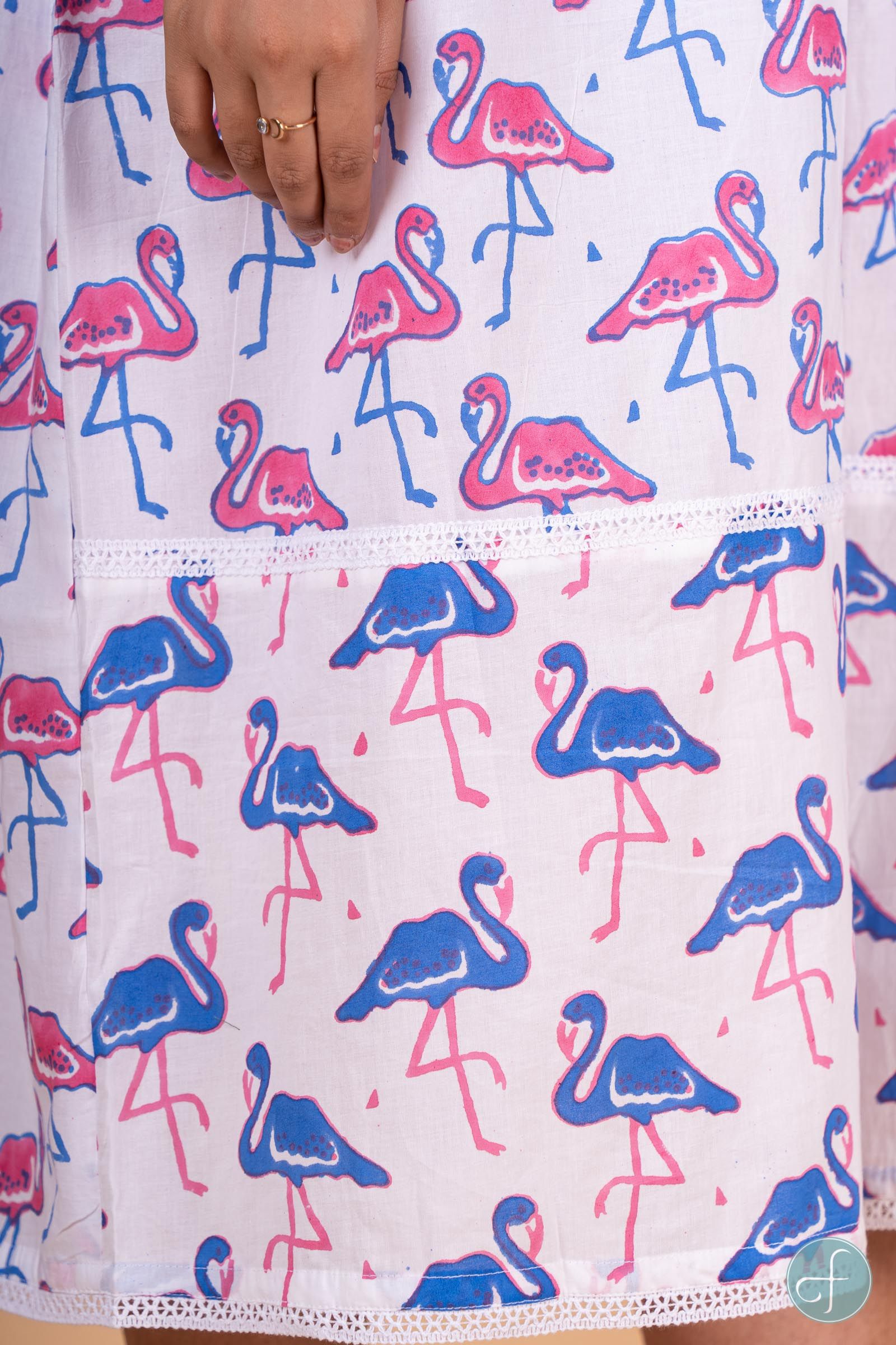 Flamingo Block Print Sleeveless Night Gown