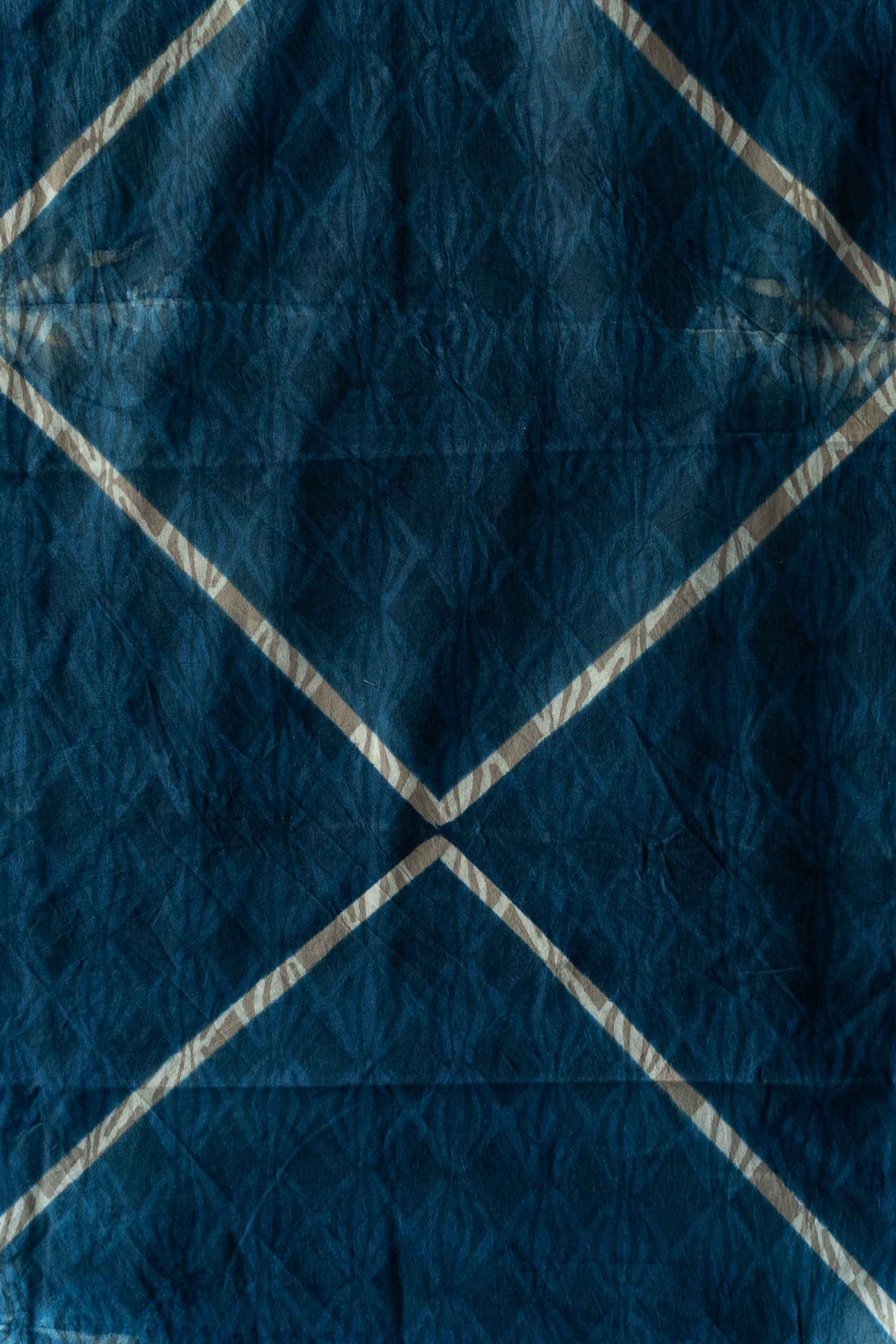 Blue Shibori Clamp Dye  Cotton Fabric