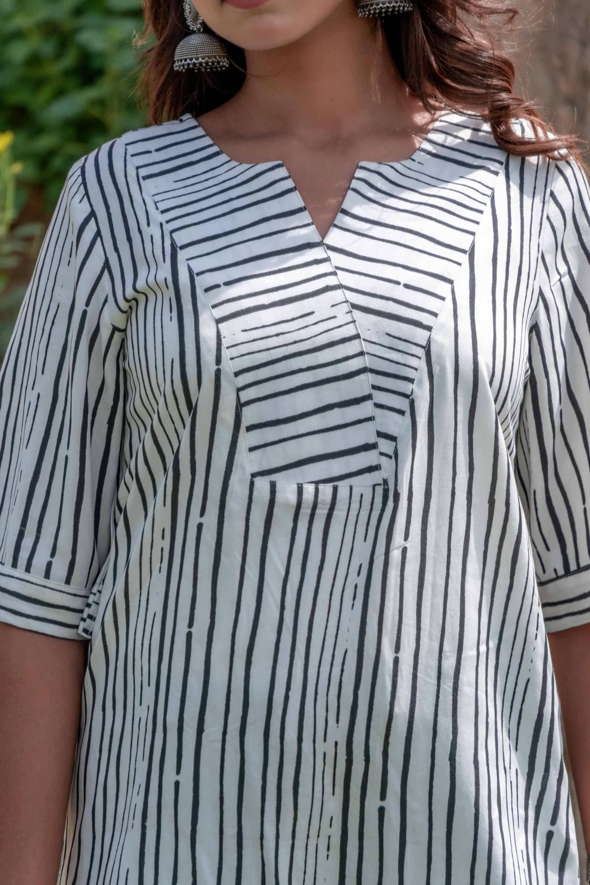 Striped Organic Lotus Fabric Top