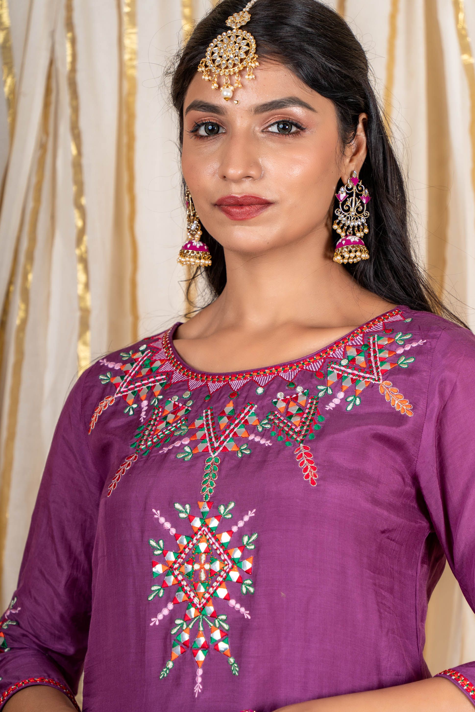 Liliac Purple Embroidered Kurta 