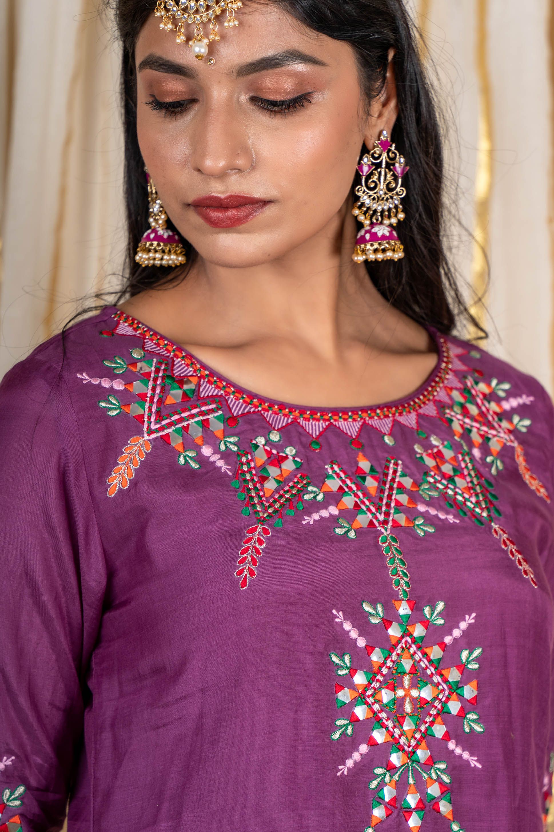 Liliac Purple Embroidered Kurta 