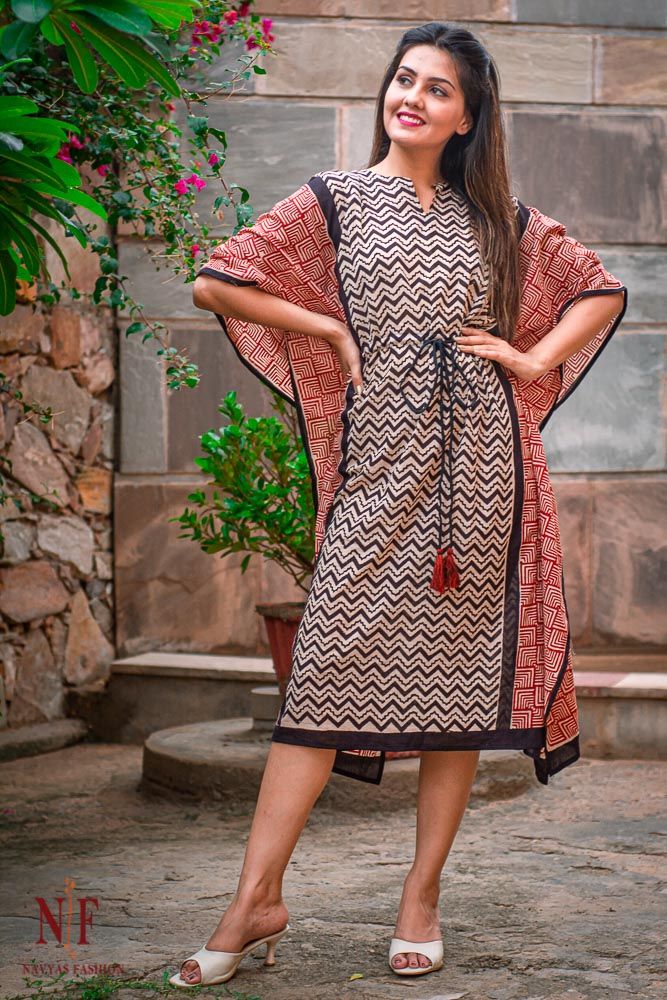 Bagru Block Printed Cotton Kaftan Dress