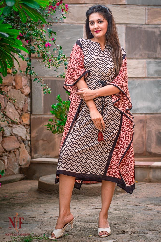 Bagru Block Printed Cotton Kaftan Dress