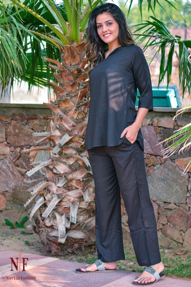 Jet Black Modal Night Suit