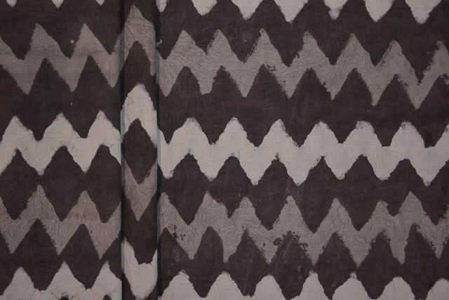 Natural Dye Zig Zag Grey Block Print Fabric