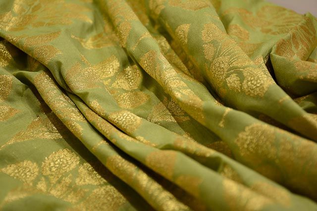 Sap Green Banarasi Art Silk Fabric