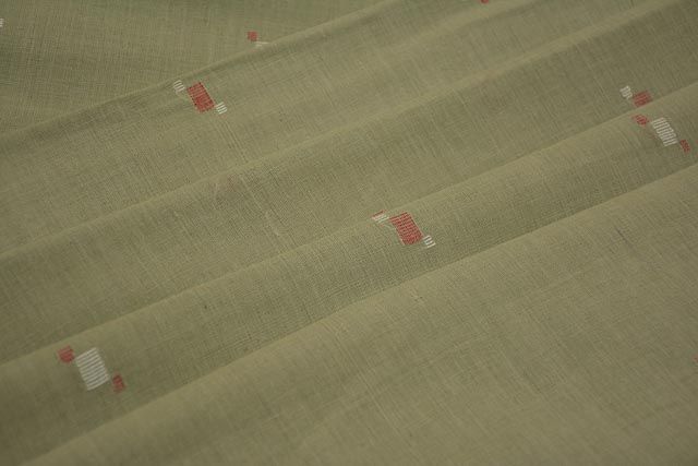 Seagrass Green Jamdani Cotton Fabric Online