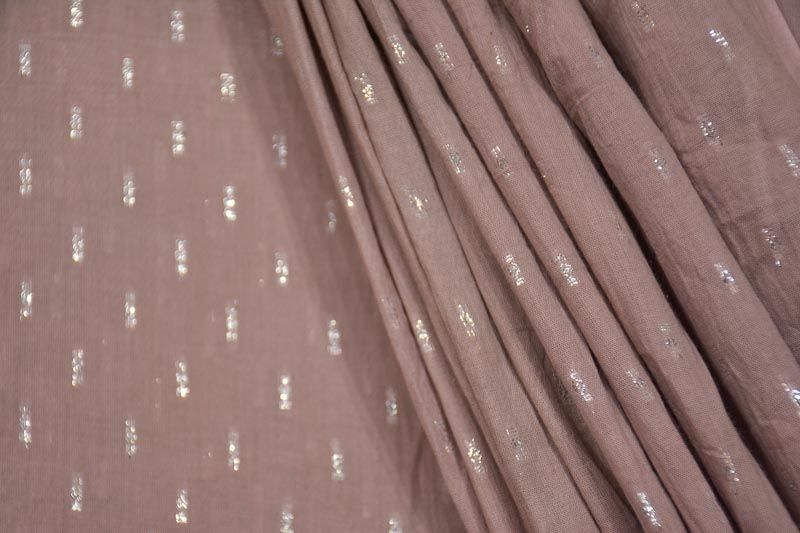 Violet Ice Silver Zari Buti Cotton Fabric