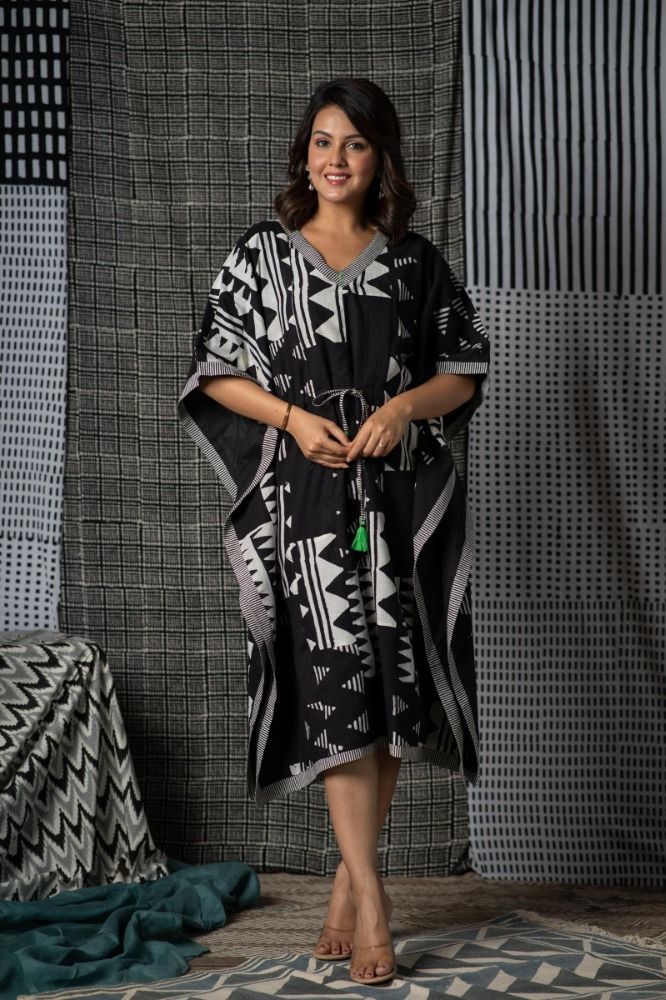 Black Patchwork Kaftan