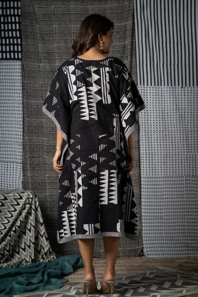 Black Patchwork Kaftan