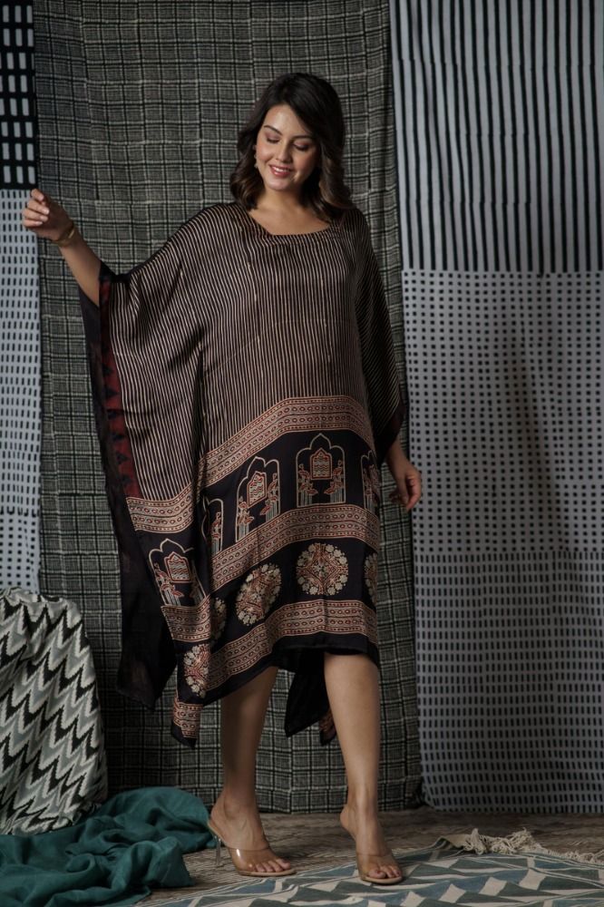 Ajrakh Modal Silk Kaftan