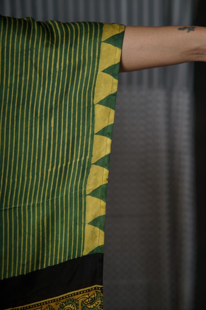 Green Ajrakh Modal Silk Kaftan