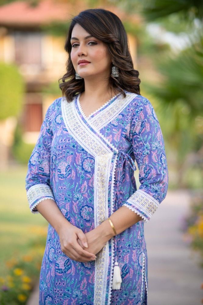 Blue Floral Kurta Pant Set