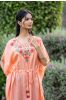 Coral Peach Embroidered Dola Silk Kaftan