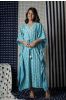 Blue Block Printed Ecovera Kaftan