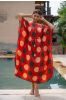 Red Polka Block Printed Kaftan Dress