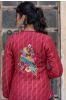 Berry Red Embroidered Quilted Silk Jacket