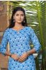 Blue Floral Printed Kurta 