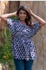 Navy Blue Batik Kaftan Top